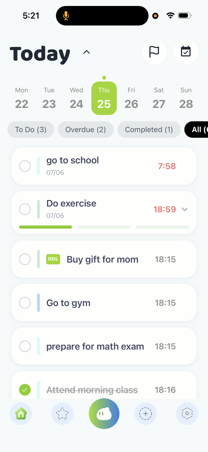 The BlotzTask Today screen